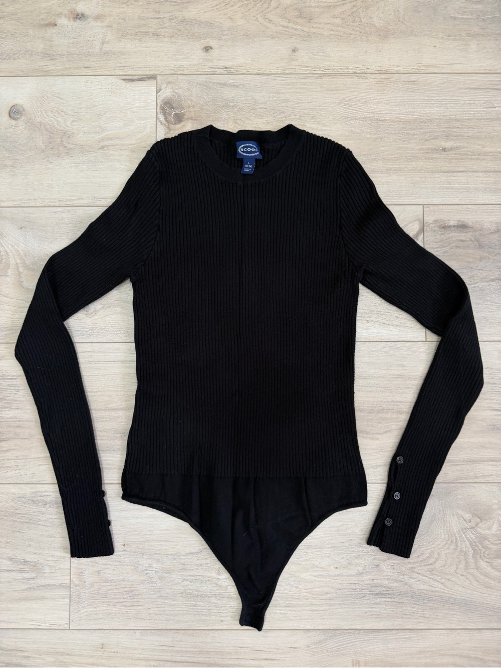 Classic Black Ribbed Long-Sleeve Bodysuit